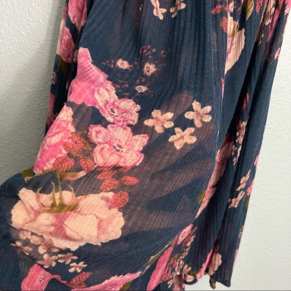 Free People Mirage Floral Hi-Low Flowy Top - Blue/Pink - Picture 5 of 9